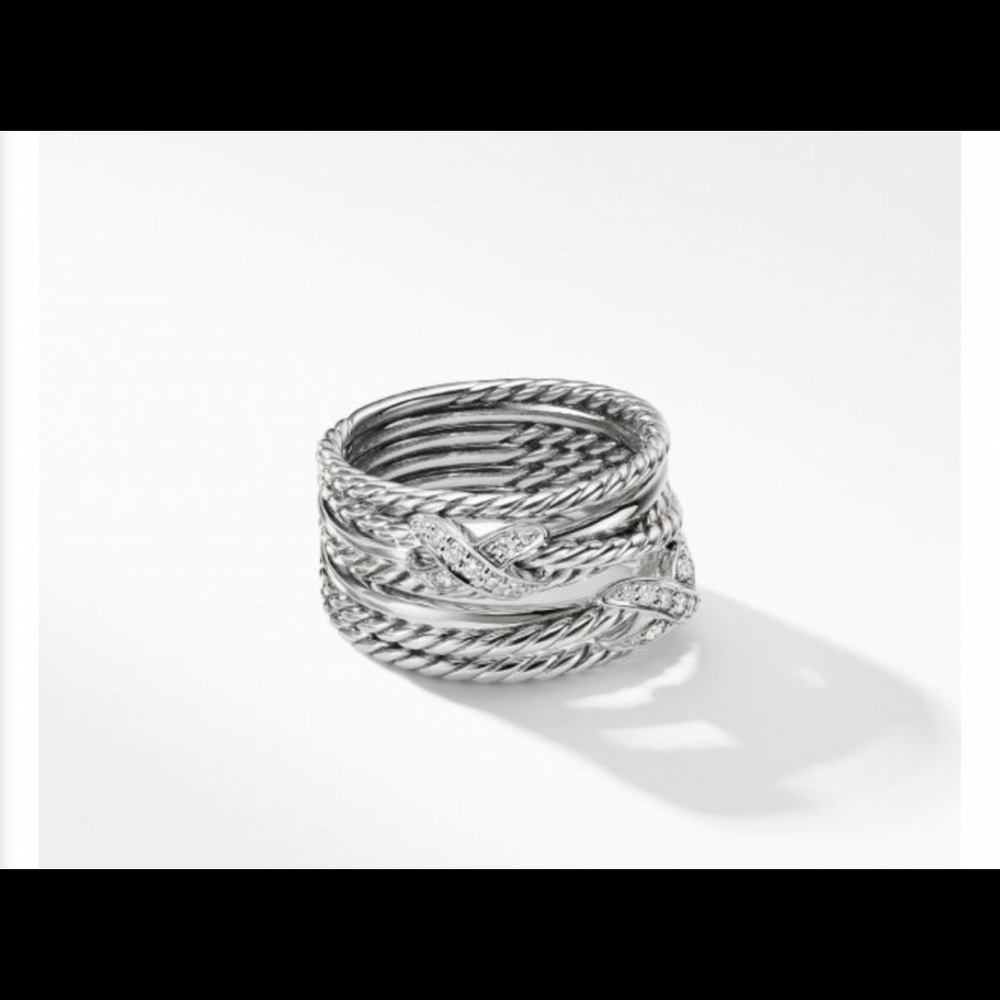 David Yurman Double X Crossover Ring with Diamonds